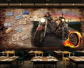 beibehang özel Retro motosiklet nostaljik tuğla duvar kağıtları ev dekor TV arka plan 3D duvar kağıdı oturma odası dekorasyon