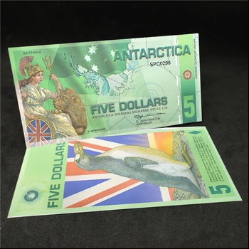 Beş Dolar Sahte Para İngilizce Tanrıça Britannia Antarktika Dolar Hatıra Notu UV sahteciliğe karşı