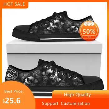 BKQU Retro Gül Kafatası Gri Sonbahar kadın ayakkabısı Trend 2022 Moda Kadın Düşük Top Flats Ayakkabı Kadın Ayakkabı rahat ayakkabılar