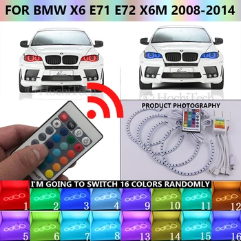 BMW için X6 E71 E72 X6M 2008-2014 Çok renkli Led Melek Gözler Kiti RGB Halo Yüzükler Gündüz Çalışan İşık DRL