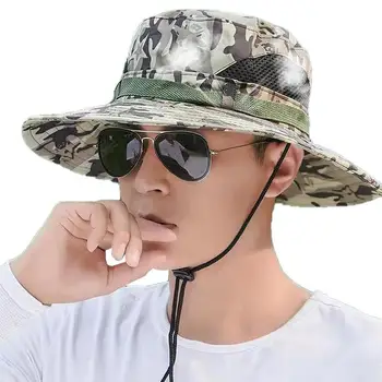 Boonie Şapkalar Erkekler İçin Camo Kova Şapka Yetişkin Açık Camo güneş şapkası Balıkçı kova kapağı Çene Dize Avcılık Tırmanma İçin