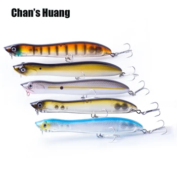 Chan'ın Huang 12 cm 17.8 g Popper Topwater Balıkçılık Lures Sert Yem Yılanbaş Wake Köpek Yapay Wobble Kalem Bahar Bas