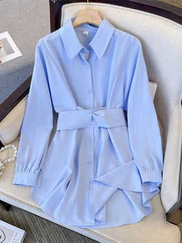 Circyy Şort Setleri Kadın Gömlek Elbise Şık 2 Parça Turn Down Yaka Ofis Bayan Kore Moda Temel Cepler Rahat Tatlı Giysi