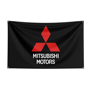 dekor için 90x150cm Mitsubishi Bayrağı Polyester Baskılı Yarış Arabası Afişi