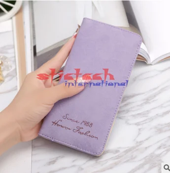 dhl veya ems tarafından 100 adet Yumuşak Yüzey Buzlu Yeni Kore Moda Uzun Fon Çantalar Ultrathin Çok Renkler 2 Kıvrımlar Kart Tutucu cüzdan