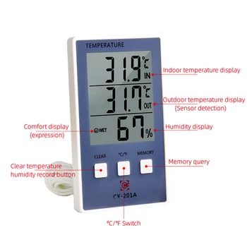 Dijital Termometre Higrometre Kapalı Açık Sıcaklık Nem Ölçer C / F lcd ekran Sensörü Probu Hava İstasyonu