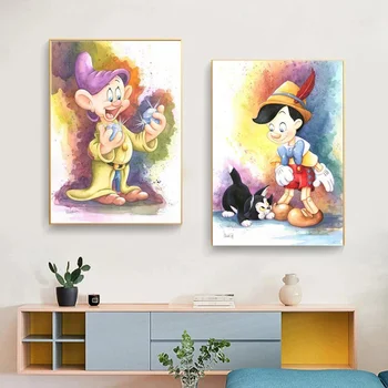 Disney Tuval dekoratif tablolar Mickey Mouse ve Donald Ördek Posterler ve Baskılar Karikatür Duvar sanat resmi Cuadros Çocuk Odası Dekor için