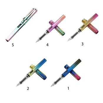 Dolma kalem EF Uç Metalik Renk Kalem Vücut Piston Dolu Mürekkep Emici Çıkarılabilir Görünür Mürekkep Pencere Mürekkep Kesesi Mevcut
