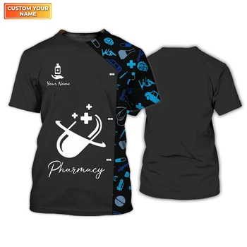 Eczacı Kişiselleştirilmiş Adı İş Giysisi T Shirt Eczane Özelleştirilmiş Kazak Üniforma Kadınlar ve Erkekler için O-Boyun Yaz Casual Tee