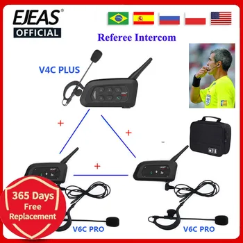 EJEAS Futbol 3 Hakem Interkom Kulaklık 1200 M Futbol Tam Dubleks Bluetooth Konferans Interkom V4C artı + V6C PROx2 + Çanta