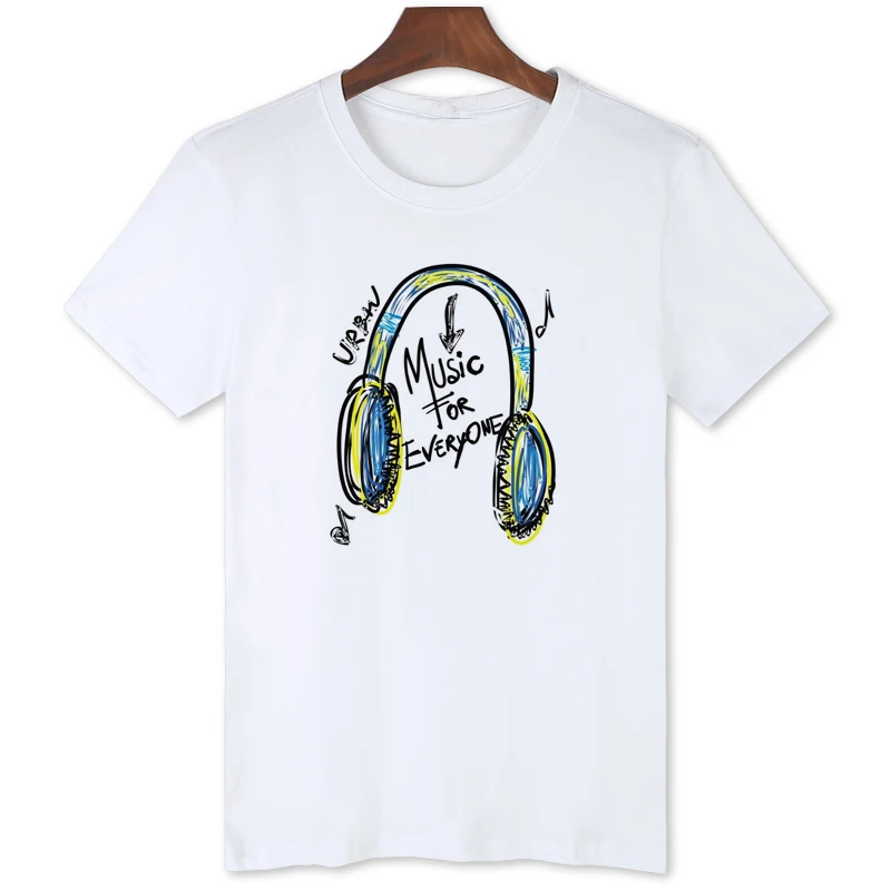 El-boyalı Kulaklık baskılı tişört Orijinal marka Yaz Serin Erkek Giyim Sıcak satış moda üst giyim Tees B1-116 - 1