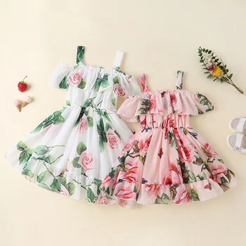 Elbise Çocuklar İçin 1-6 yaşında Doğum Günü Kore Tarzı Moda Kısa Kollu Sevimli Çiçek Prenses resmi Elbiseler Bebek Kız İçin