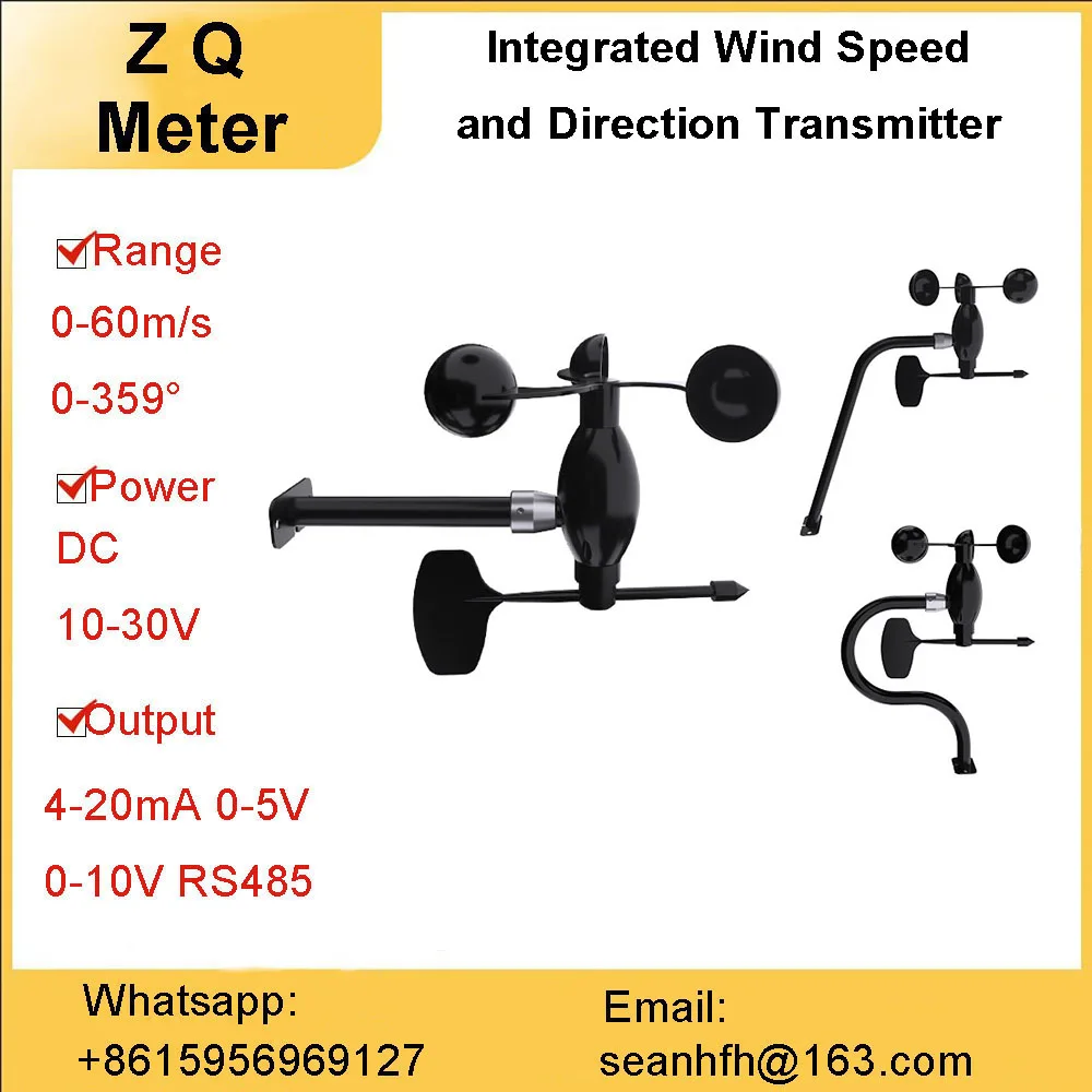Entegre Hava İstasyonu rüzgar hızı ve yön sensörü tarımsal çevre ölçüm vericisi 360 ° - 0