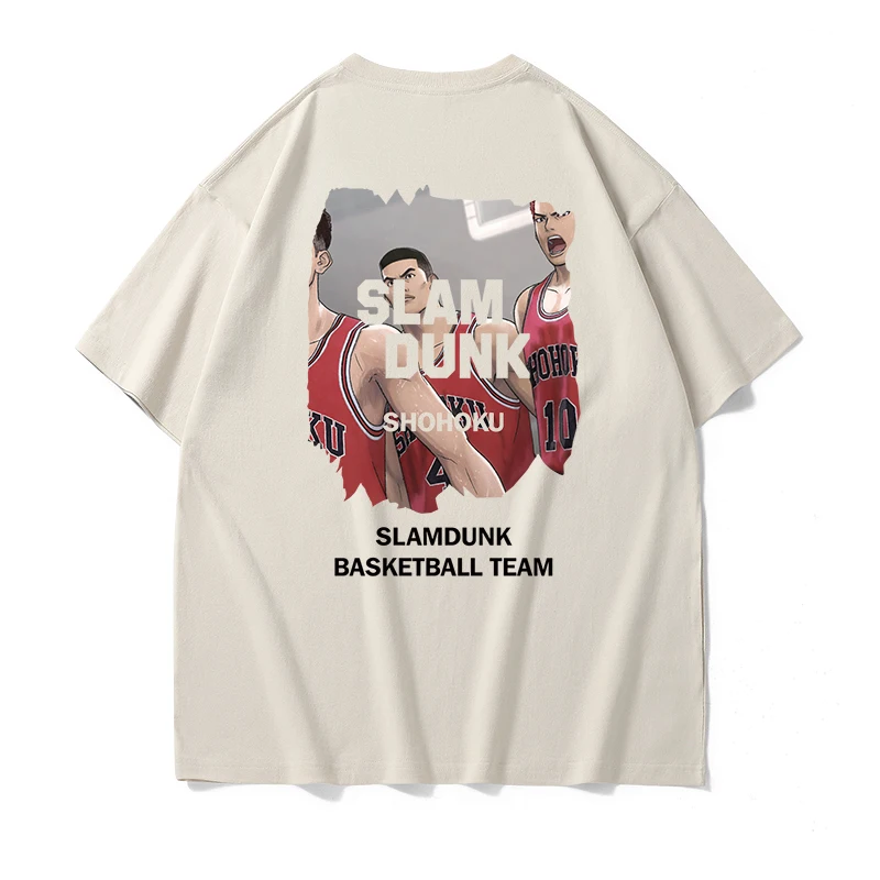 Erkek Yaz Trendi Slam Dunk Anime T-shirt Rahat Gevşek Büyük boy T-shirt y2k Streetwear %100 % pamuklu erkek kısa kollu tişört - 3