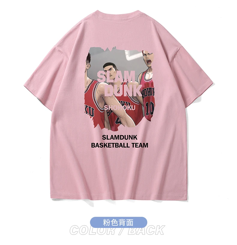 Erkek Yaz Trendi Slam Dunk Anime T-shirt Rahat Gevşek Büyük boy T-shirt y2k Streetwear %100 % pamuklu erkek kısa kollu tişört - 4