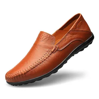 Erkek ayakkabıları Yeni erkek deri ayakkabı Trendi Büyük Boy 47 Fasulye Ayakkabı Açık İş Eğlence tembel ayakkabı Erkekler Tasarımcı Loafer'lar Erkekler