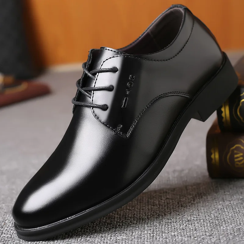 Erkek deri ayakkabı Kauçuk Taban Büyük Boy 48 Ofis İş Elbise Flats İş Düğün Moda Lüks Bahar Sonbahar Ayakkabı - 3
