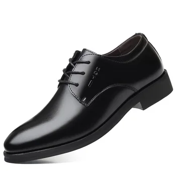 Erkek deri ayakkabı Kauçuk Taban Büyük Boy 48 Ofis İş Elbise Flats İş Düğün Moda Lüks Bahar Sonbahar Ayakkabı