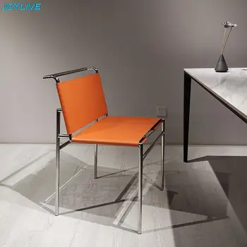 Eyer deri sandalye Arkalığı Boş Sandalye paslanmaz çelik yemek sandalyesi Basit Modern Ev Kullanımı 2022 Yeni Dropshipping