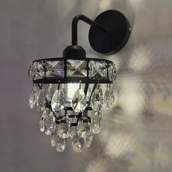 FCYAM Modern Siyah Kristal Duvar Lambaları yatak odası oturma odası ışıkları sanat dekoru ev Aplike Murale İç Başucu duvar aplik