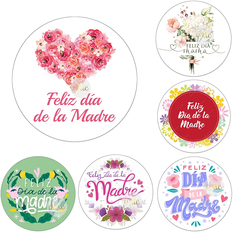 Feliz Día De La Madre anneler Günün Kutlu Olsun Dekor Çıkartmalar Etiketler Çiçek Kendinden yapışkanlı Kağıt Etiketler Español anneler Günü Dekoru - 0