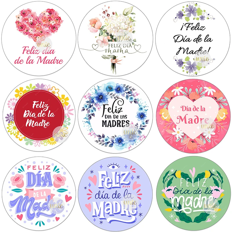Feliz Día De La Madre anneler Günün Kutlu Olsun Dekor Çıkartmalar Etiketler Çiçek Kendinden yapışkanlı Kağıt Etiketler Español anneler Günü Dekoru - 1