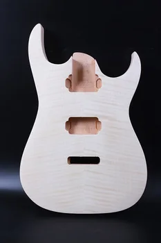 Fit Dıy Ibanez Tarzı Elektro Gitar Gövdesi Maun + Alev Akçaağaç Kaplama El yapımı Bitmemiş Gitar Parçaları