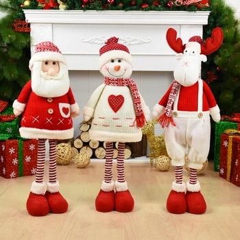 Geri çekilebilir Noel Baba Kardan Adam Geyik Oyuncaklar Büyük Boy Noel Bebekler Noel Figürleri noel hediyesi Çocuk için Kırmızı Noel Ağacı Süsleme