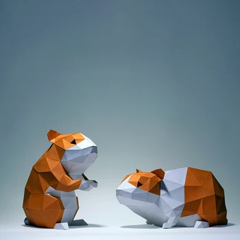 Hamster Hayvan Kağıt Modeli Ev Dekor Odası Süsleme Masası Dekorasyon Papercraft 3D DIY El Yapımı Bulmacalar Eğitici Oyuncaklar