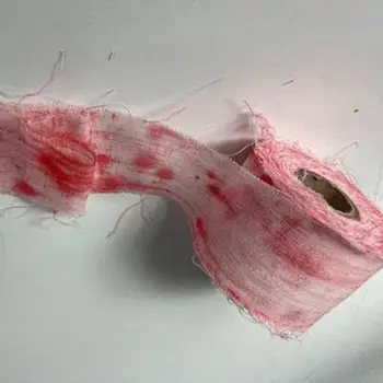 Hassas Cosplay kanlı bandaj yumuşak rahat kanlı bandaj Cadılar Bayramı yapay kan bandaj