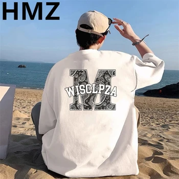 HMZ 2023 Yaz Yeni erkek Temelleri T-shirt Mektubu Baskı Pamuk Tees Yüksek Sokak Kısa Kollu Hip Hop Gevşek Unisex Büyük Boy Tee