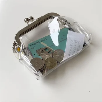 Ins Şeffaf Basit Demir Ağız Klip Çanta Küçük Şeyler saklama çantası bozuk para cüzdanı Çok Fonksiyonlu Ruj Çanta Taşınabilir Bozuk Para çantaları
