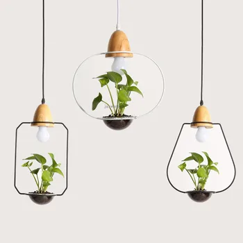 Iskandinav LED kolye ışıkları restoran yaratıcı bitki dekorasyon asılı lamba Loft kolye lamba ışıkları fikstür mutfak armatürleri