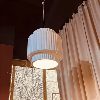 Iskandinav Minimalist Wabi Sabi krem rüzgar Led avize restoran Bar kolye ışıkları yemek odası ev dekor yatak odası başucu lambası