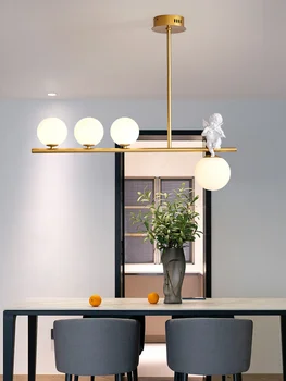 Iskandinav Modern LED Avize Yaratıcı Kişilik Altın cam küre Süspansiyon Lambaları Ev Yatak Odası Mutfak Aydınlatma Armatürü
