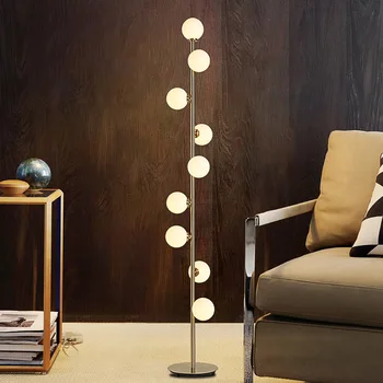 Iskandinav Modern Sihirli fasulye cam küre zemin lambası oturma Odası yatak Odası Başucu Lambası Kanepe ayakta ışık 9 top iç mekan led aydınlatması