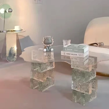 Iskandinav yaratıcı ışık lüks mobilya şeffaf Akrilik çay masası daire kıdemli sehpa oturma odası masası
