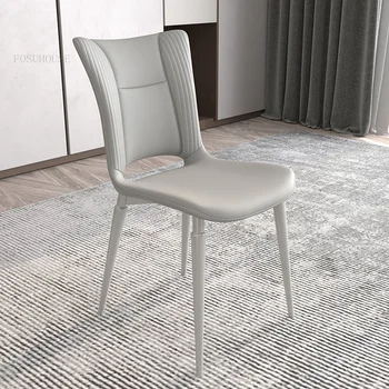 Italyan Minimalist Deri yemek sandalyeleri Mutfak Modern Ev yemek sandalyesi Eğlence Tasarımcı Arkalığı Sandalyeler