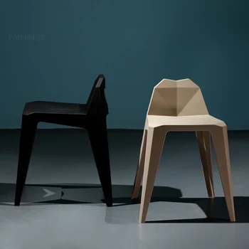 İskandinav Küçük Daire Düşük Arkalığı Yemek Sandalyesi Modern Basit Ev Plastik Sandalye Yaratıcı Açık Balkon Boş Sandalyeler