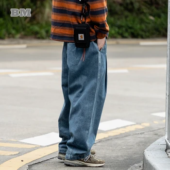 Japon Vintage Moda Kaykay Kot Erkek Giyim Harajuku Rahat harem pantolon Kore Streetwear Hip Hop Denim Pantolon
