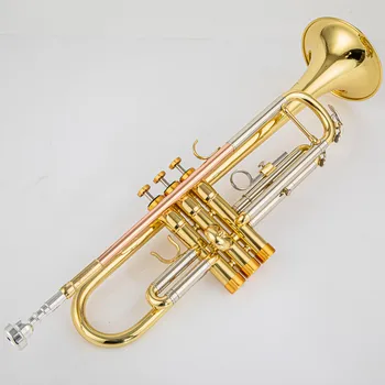 Japonya'da yapılan kalite 8345 Bb Trompet B Düz Pirinç Gümüş Kaplama Profesyonel Trompet Müzik Aletleri ile Deri Kılıf