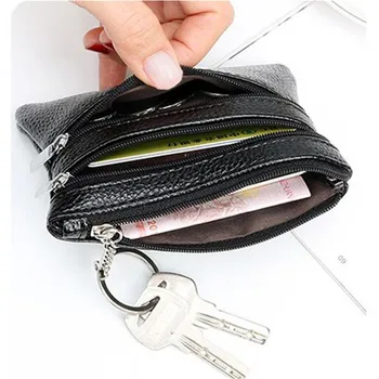 Kadın Erkek Deri bozuk para cüzdanı Cüzdan Debriyaj Çift Fermuarlı Küçük Değişim Yumuşak Çanta Mini Kart Nakit Tutucu Dolar Cep