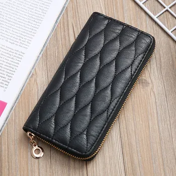 Kadın Moda Nakış Uzun Fermuar Cüzdan Billfold Telefon kılıf çanta Para Değişim Cep Çanta Banka Kredi kimlik kartı tutucu Çanta
