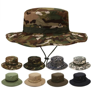 Kamuflaj Boonie Erkekler Şapka Taktik ABD Ordusu Kova Şapka Askeri Multicam Panama Yaz Kap Avcılık Yürüyüş Açık Camo Güneş Kapaklar