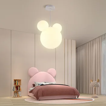 Karikatür ayı LED tavan avize ışık yaratıcı aydınlatma avize lamba aile tema otel çocuk çocuk yatak odası lambaları