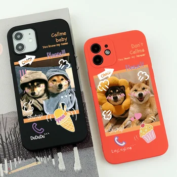 Karikatür Sevimli Köpek Çift Telefon Kılıfı için iPhone 13 14 12 11 Pro Max Mini XR XS Max X 7 8 Artı Kapak Darbeye Dayanıklı Hayvan Funda Kabuk