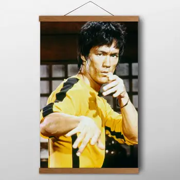 Katı ahşap Kaydırma Boyama Oyunu Ölüm Film Klasik Poster Çin Kung Fu Süperstar duvar sanatı tuval baskılar Ev Dekor İçin