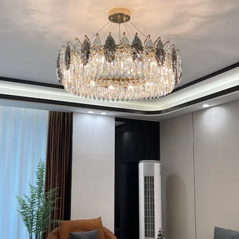 Kolye ışık Post-modern oturma odası kristal lamba avrupa RoundLuxury amerikan Modern basit yatak odası İskandinav mutfak avize
