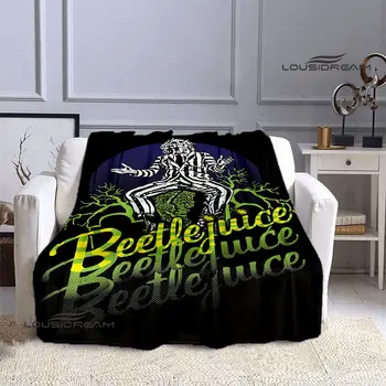 Korku filmi Beetlejuice baskılı battaniye, sıcak battaniye, flanş battaniye, yumuşak ve rahat battaniye doğum günü hediyesi