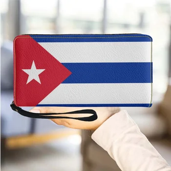 Küba Bayrağı Baskı Bayan Cüzdan Deri Çanta Bileklik Debriyaj cep telefonu Cüzdan Kadınlar için bozuk para kesesi Taşınabilir kart tutucu 2024